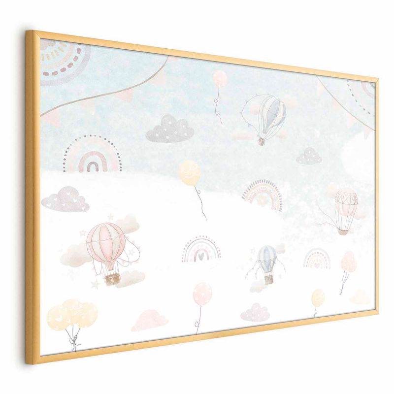 Plakat Artgeist Przygoda pośród chmur 30x21 cm z ramą złotą 1 szt