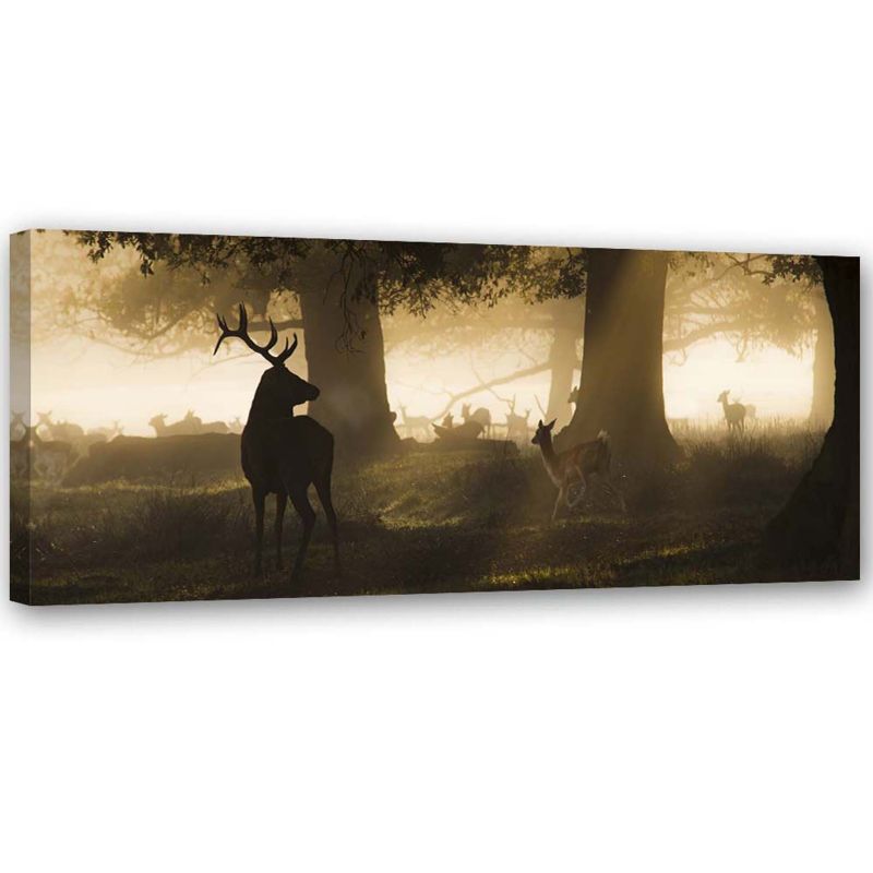 Obraz do salonu biura Feeby Jelenie we mgle Beżowy 120x40cm 1szt