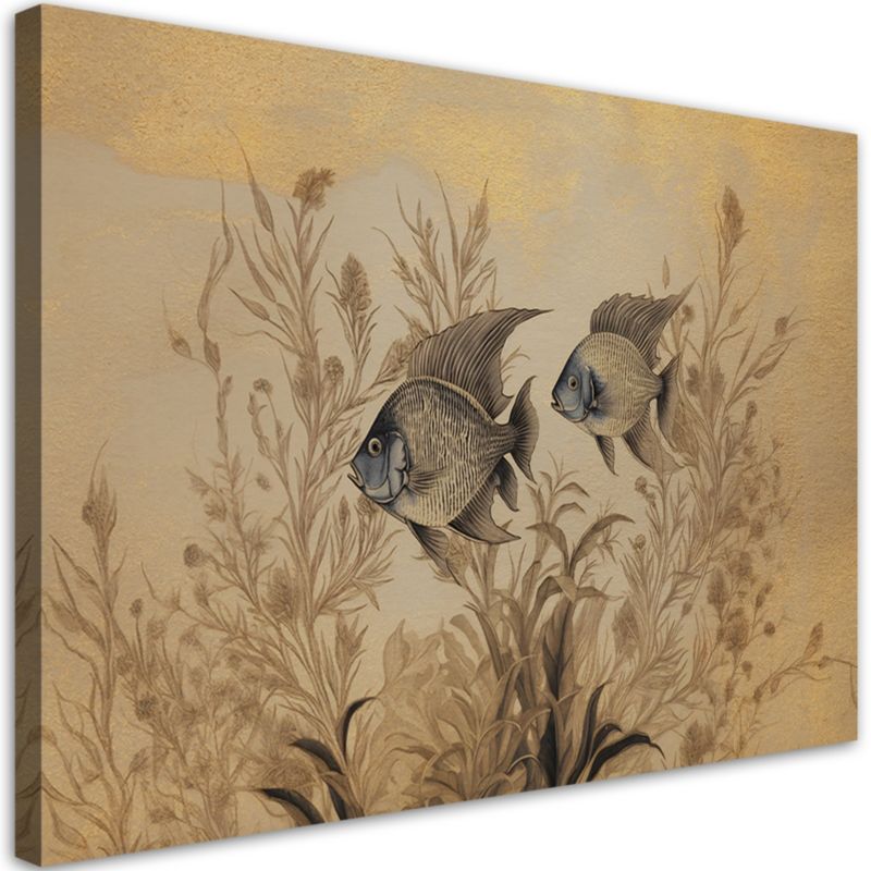 Obraz do salonu nowoczesny Feeby Ryby Welony Boho Beżowy 100x70cm 1szt