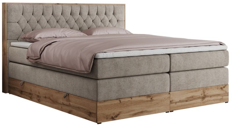 Łóżko kontynentalne MKS Meble AMORE KING 180x200 H3 beżowy struktura 1szt.