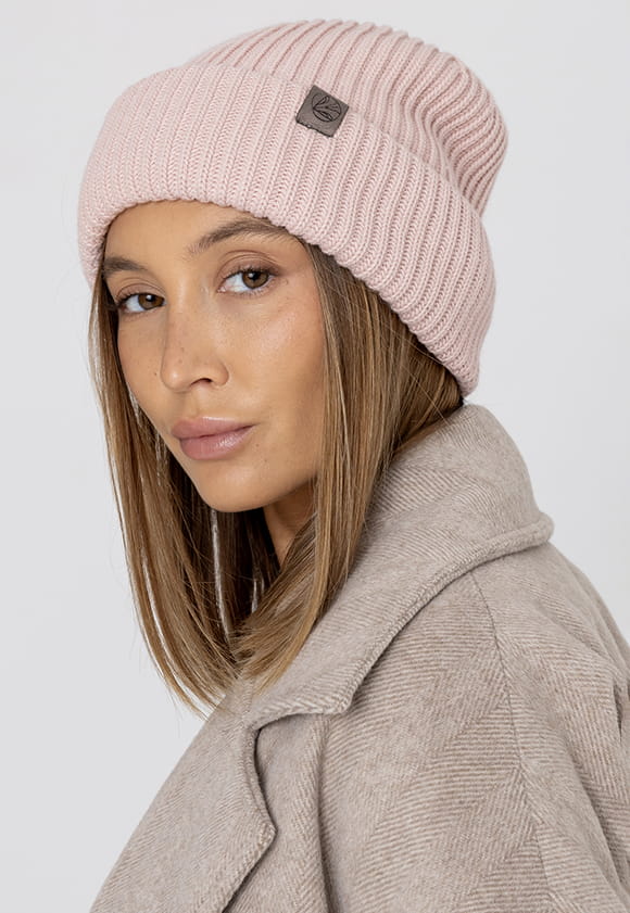 Lillow - Wełniana CZAPKA BEANIE - różowa - Uszyto w Polsce