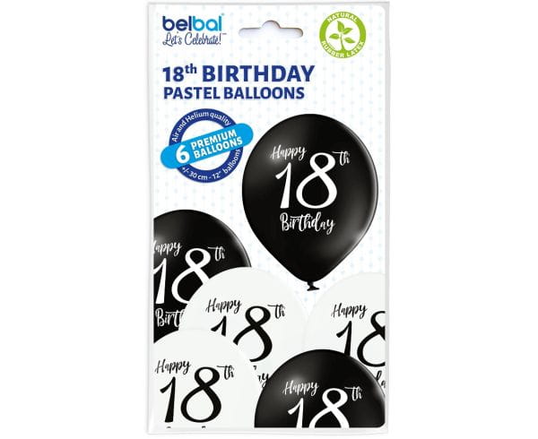 Balony D11 Birthday 18 1C2S, 6 sztuk