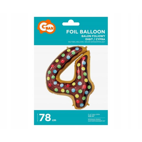 BALON FOLIA CYFRA 4 CIASTECZKO 78CM