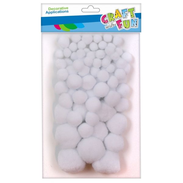 CF OZDOBA DEK POMPON 80SZT/MIX BIEL PBH 12/144