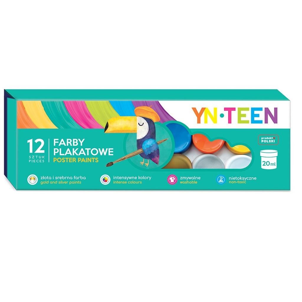 Farby plakatowe 12 kolorów 12x 20ml Interdruk
