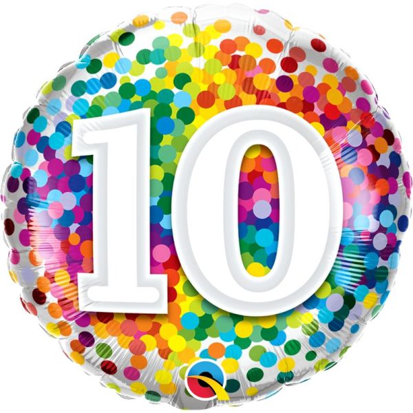Balon foliowy 18 cali QL RND Tęczowe konfetti 10