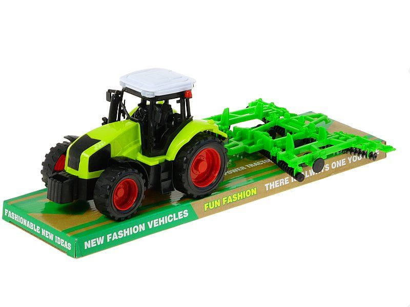 traktor z maszyną rolniczą, napęd na koło zam; 37x10,5x9cm