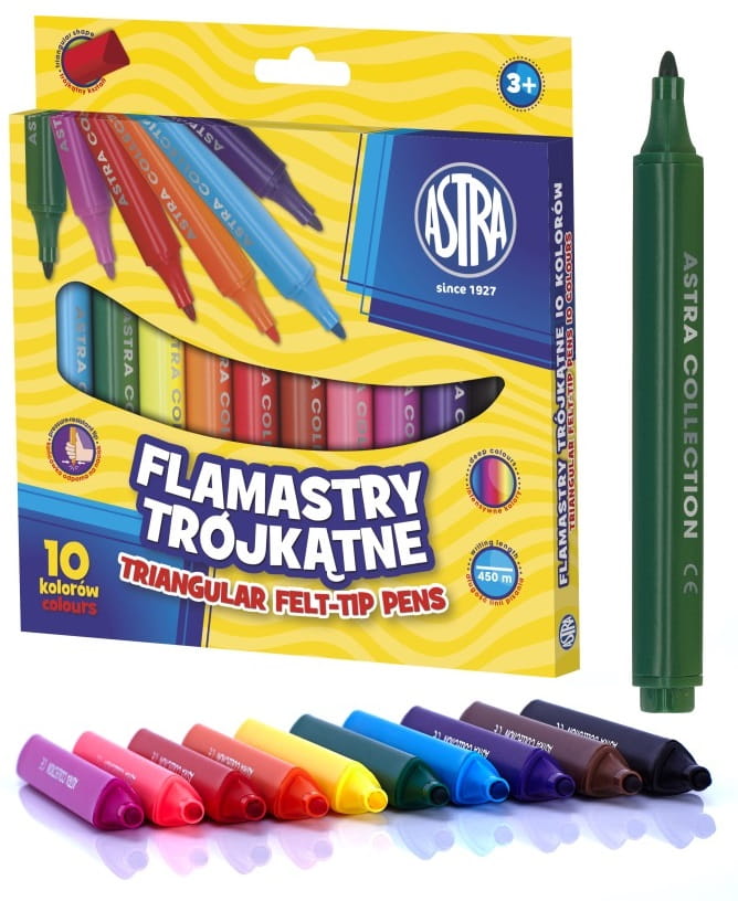 FLAMASTRY TRÓJKĄTNE JUMBO - 10 KOLORÓW