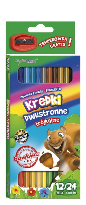 Kredki 12/24 DWUSTRONNE OŁÓWKOWE TRÓJKĄTNE Bambino