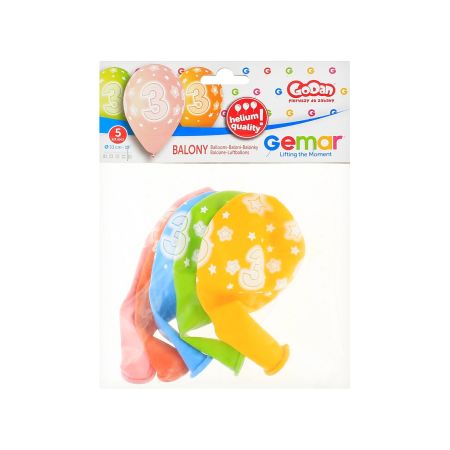 Balony Premium Hel z nadr. 3, 13 cali/ 5 szt.