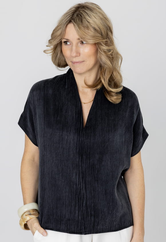 BLUSE ROSSI aus Modal – schwarz