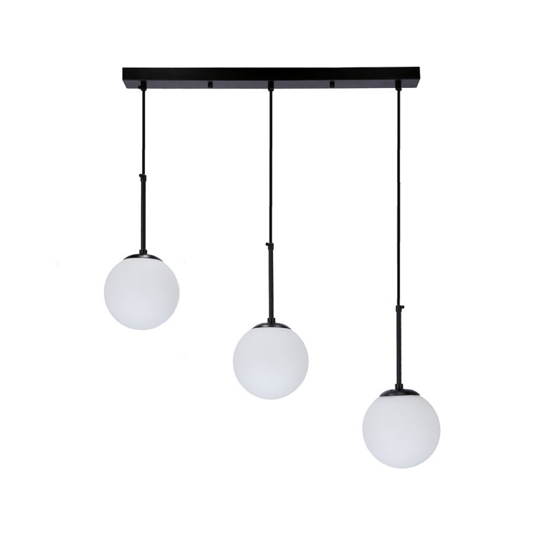 Lampa wisząca czarna Pompei 3X40W E27 klosz biały