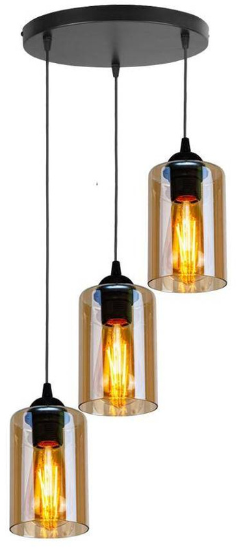 Lampa wisząca 3xE27 35cm czarno/brązowa Bistro