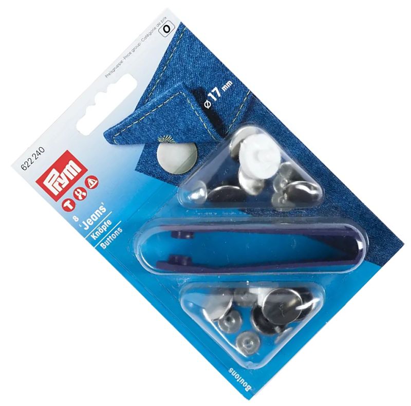 guziki do jeansu srebrny fi 17mm 8szt PRYM 622240 .