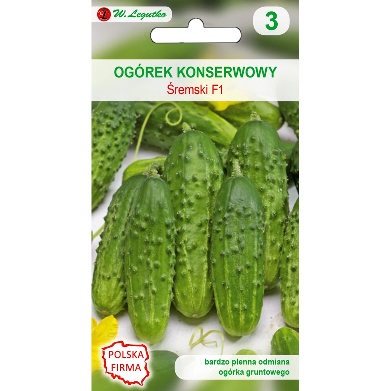 Ogórek gruntowy konserwowy Śremski - 3 g