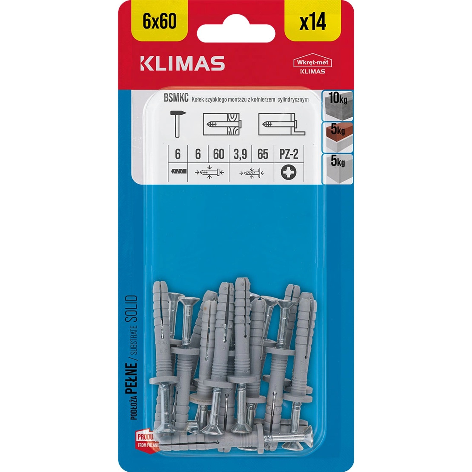 Wkręt-met Kołek wbijany z kołnierzem cylindrycznym 6 mm x 60 mm