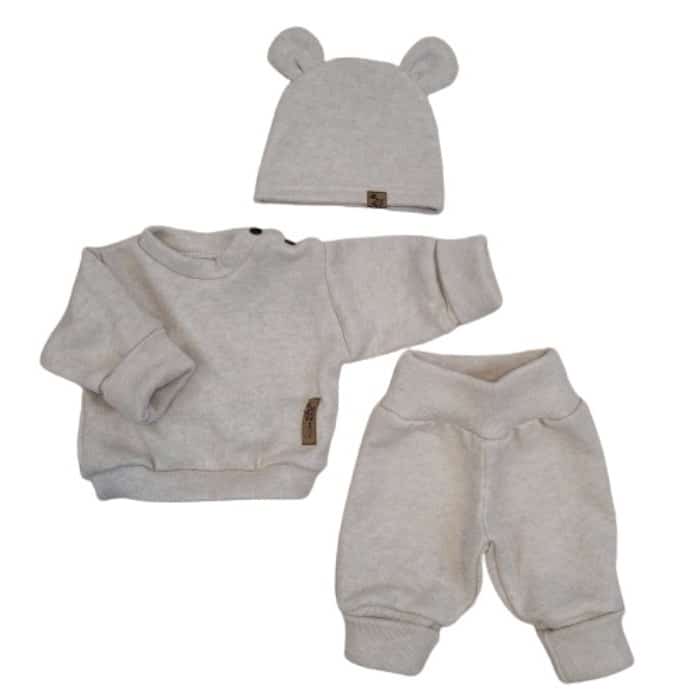 KAZUM 3CZ KOMPLET BLUZA OVERSIZE + SPODNIE+ CZAPKA SAND GLOW ZZ - 80