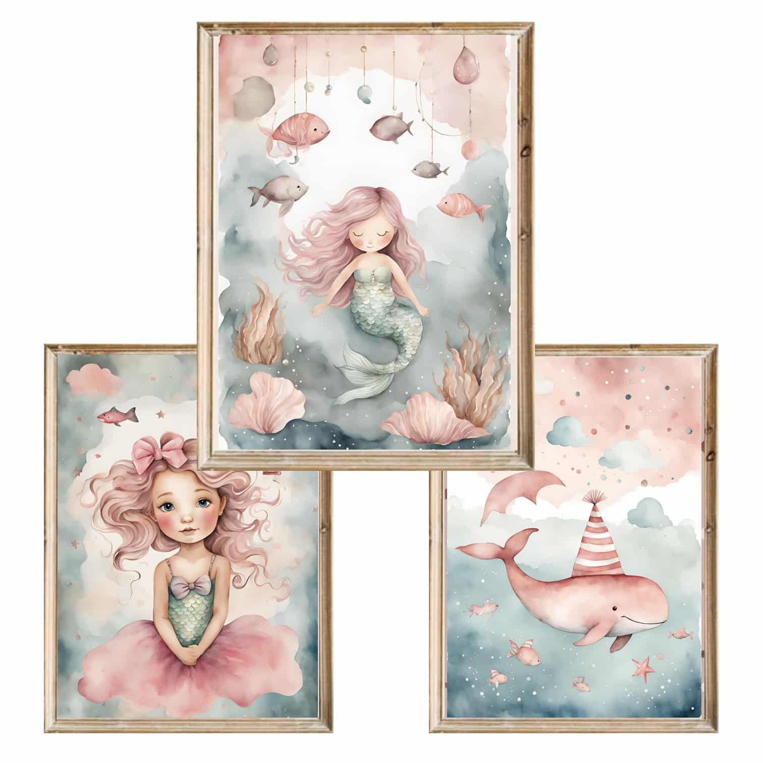 Zestaw trzech plakatów dla dzieci Little Mermaid - A4