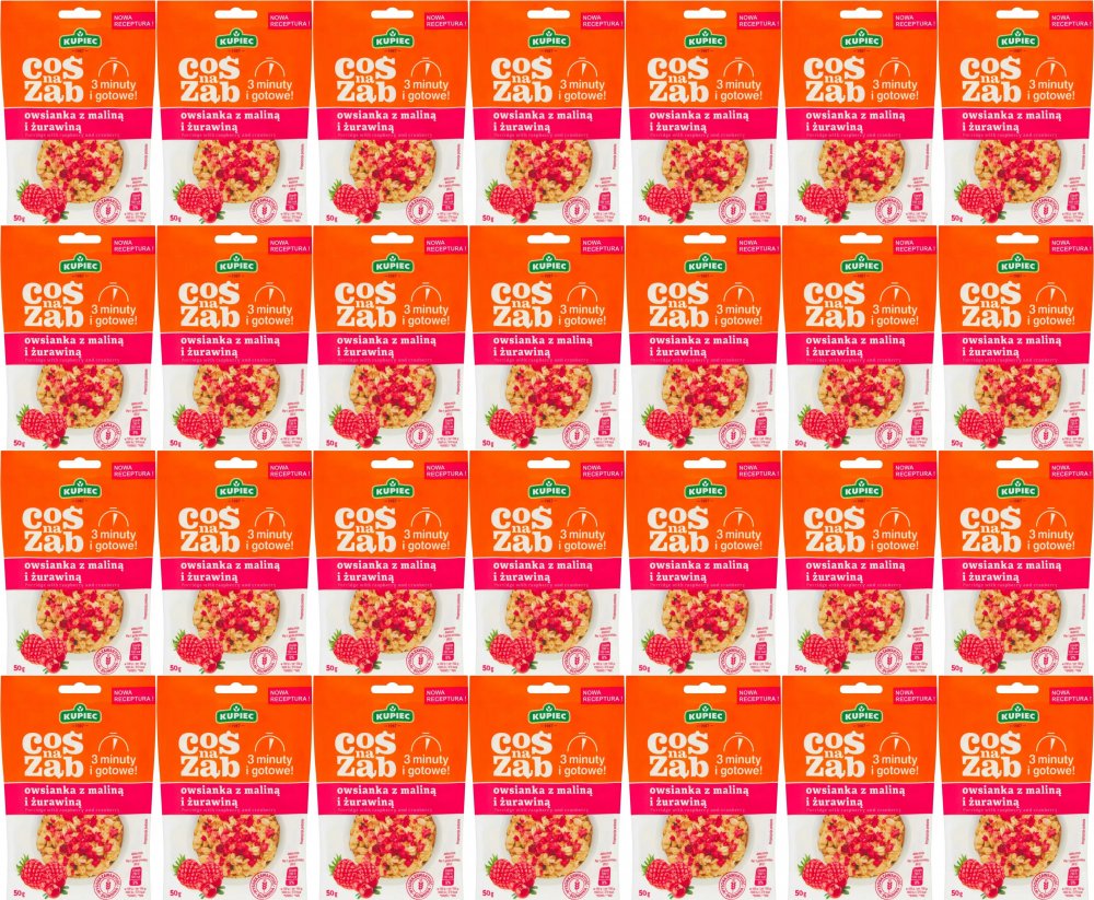 28x Owsianka Kupiec Coś na ząb, malina/żurawina, 50g