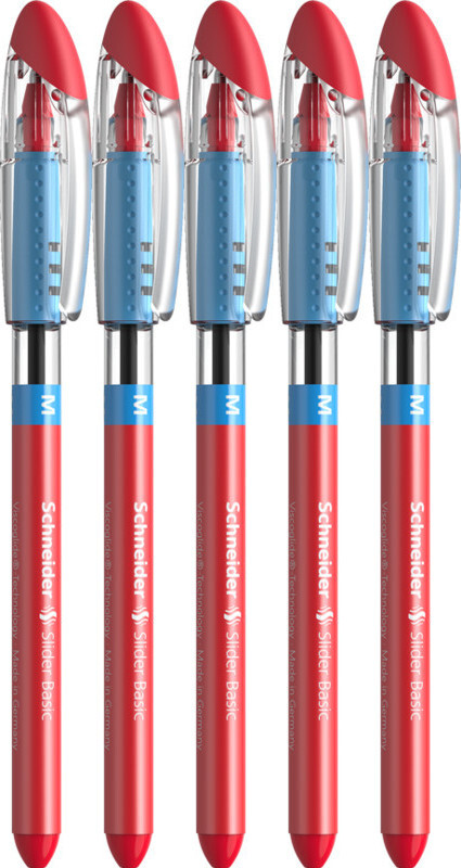 5x Długopis Schneider, Slider Basic, M czerwony
