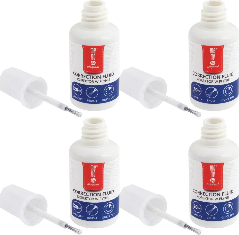 4x Korektor w płynie MemoBe, z pędzelkiem, 20ml
