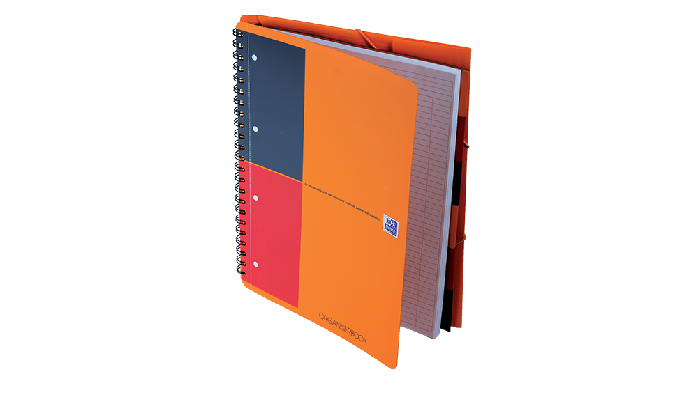 Kołonotatnik Oxford International Organiserbook, A4+ w linie, 80 kartek, okładka PP, pomarańczowy