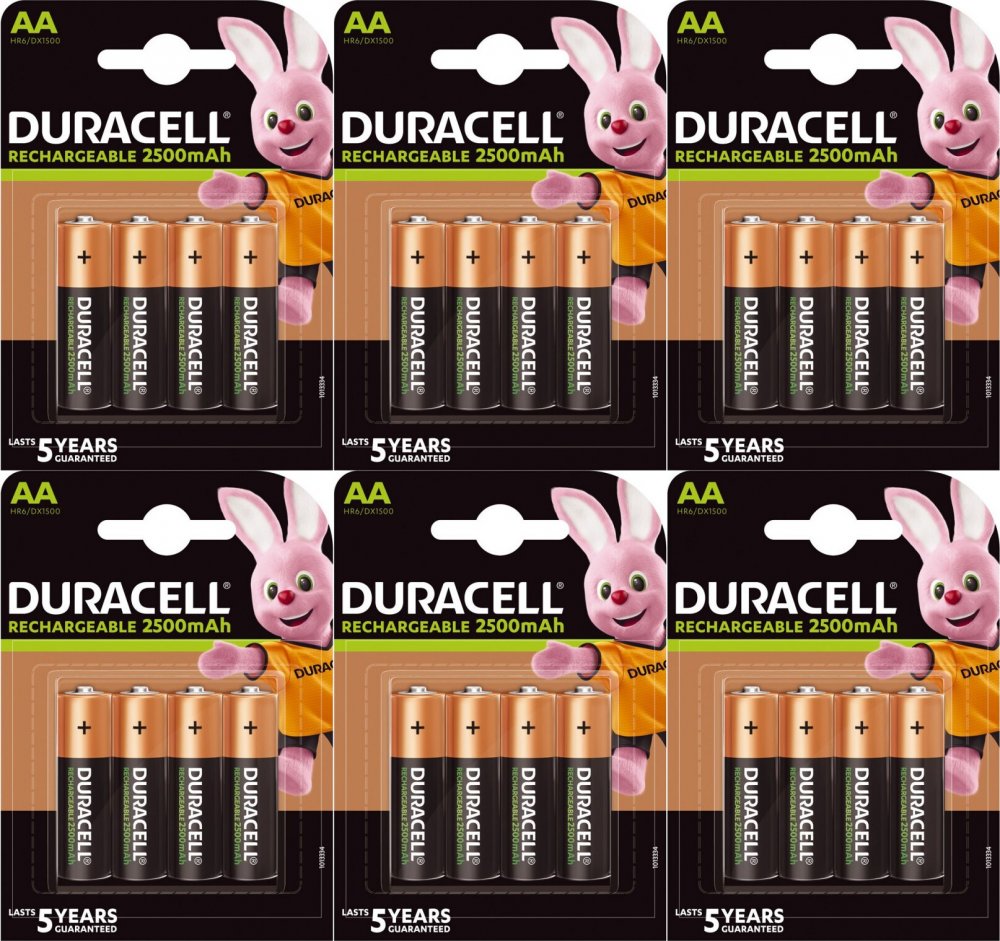 6x Akumulatorki Duracell, AA, 2500mAh, 4 sztuki