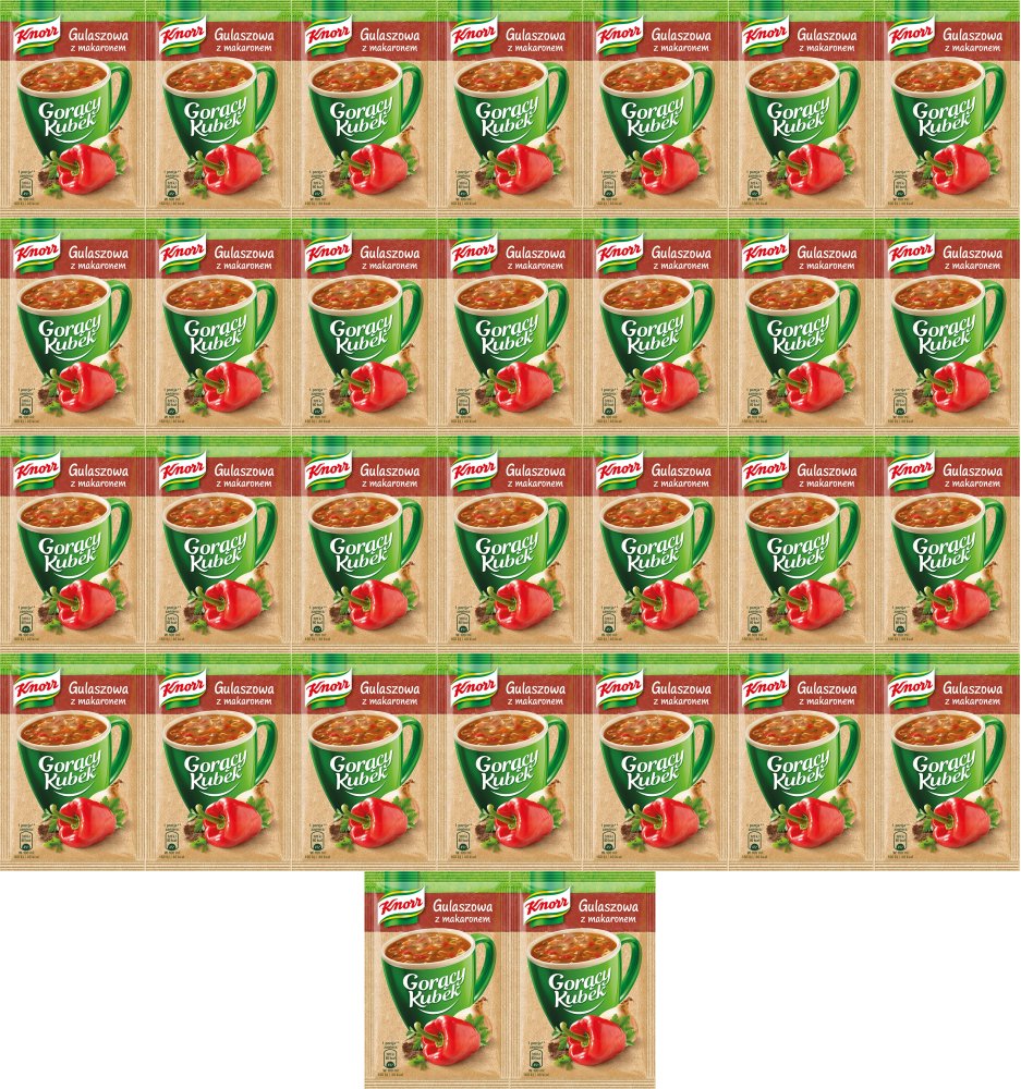 32x Zupa Knorr Gorący Kubek, gulaszowa z makaronem, 16g