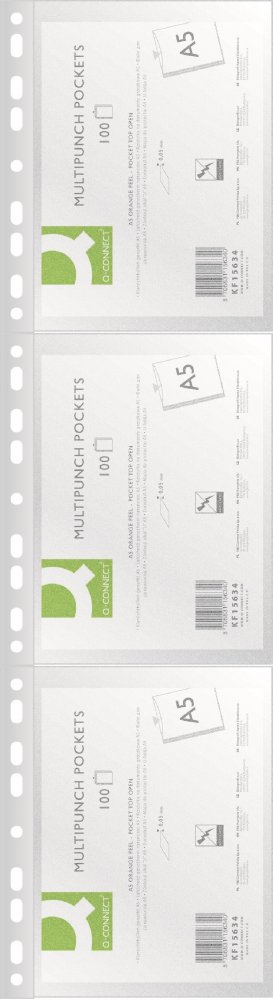 3x Koszulki groszkowe Q-Connect, A5, 50μm, 100 sztuk, transparentny
