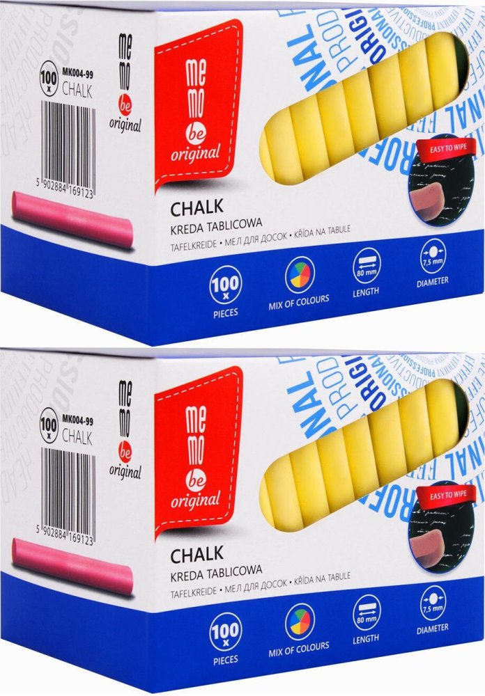 2x Kreda tablicowa MemoBe, 100 sztuk, mix kolorów