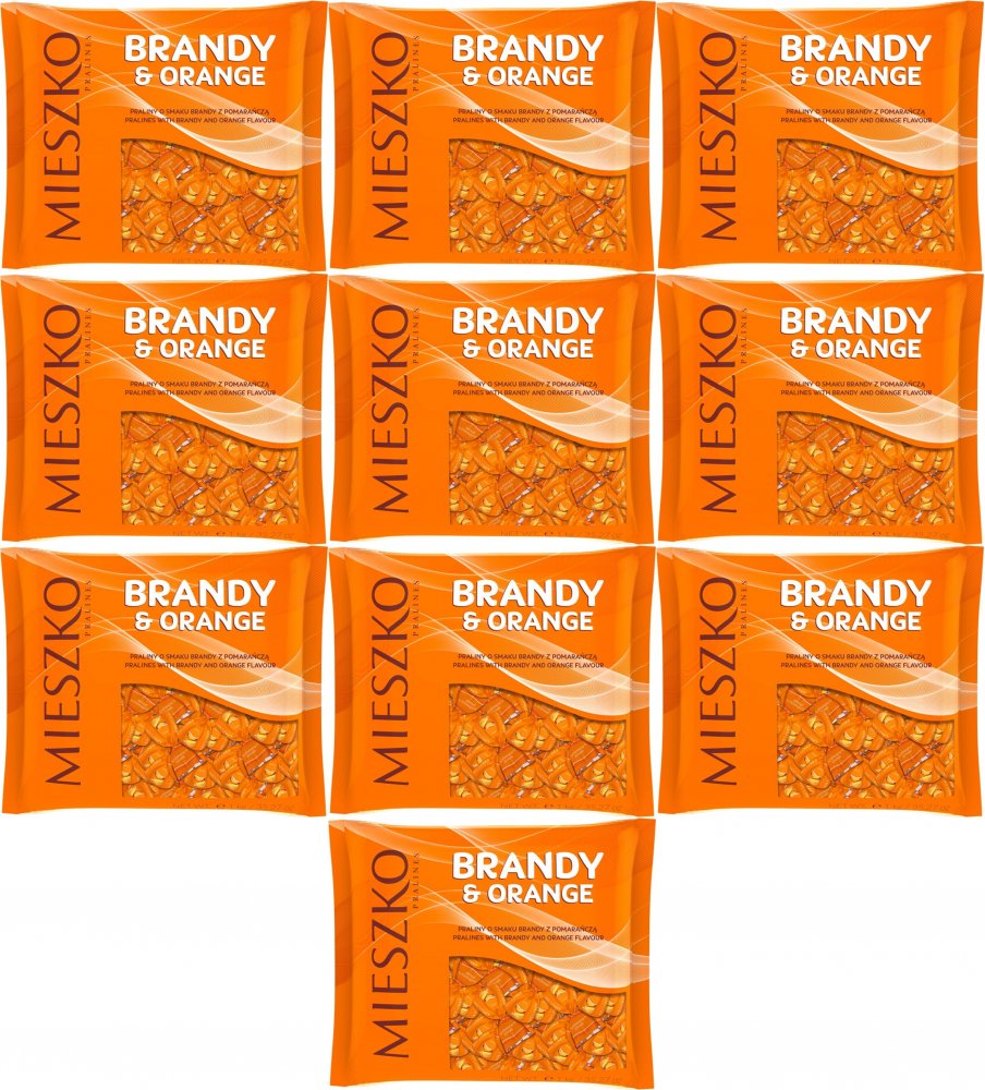 10x Praliny Mieszko Klejnoty Brandy&Orange, czekoladowy z nadzieniem o smaku brandy i pomarańczy, 1kg