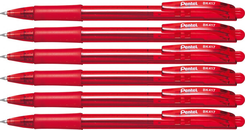6x Długopis automatyczny Pentel, Wow BK417, 0.7mm, czerwony