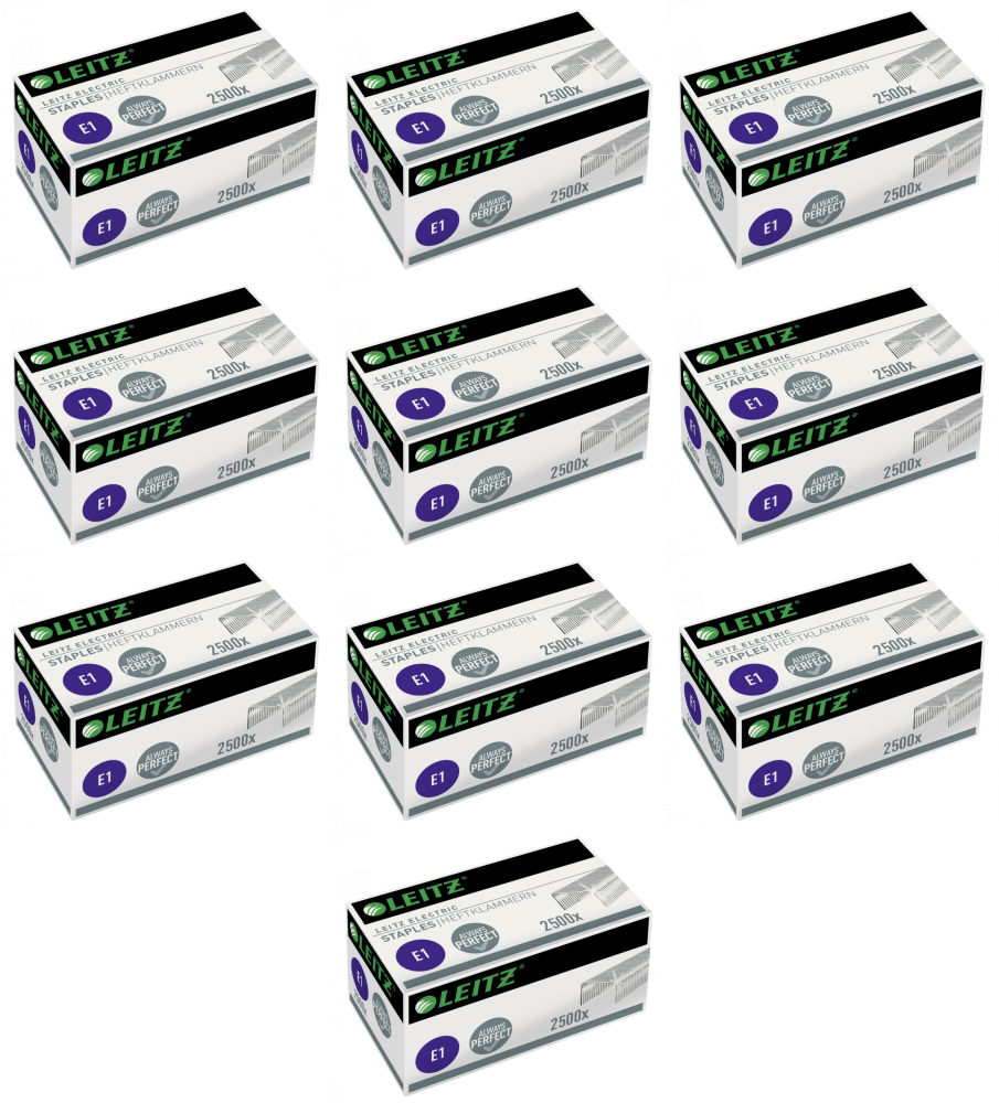 10x Zszywki Leitz electric , typ E1, 2500 sztuk, srebrny