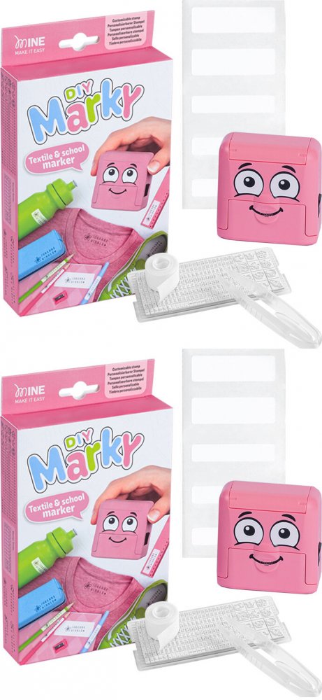 2x Pieczątka do ubrań Colop DIY MARKY 20, obudowa różowa, wkład czarny