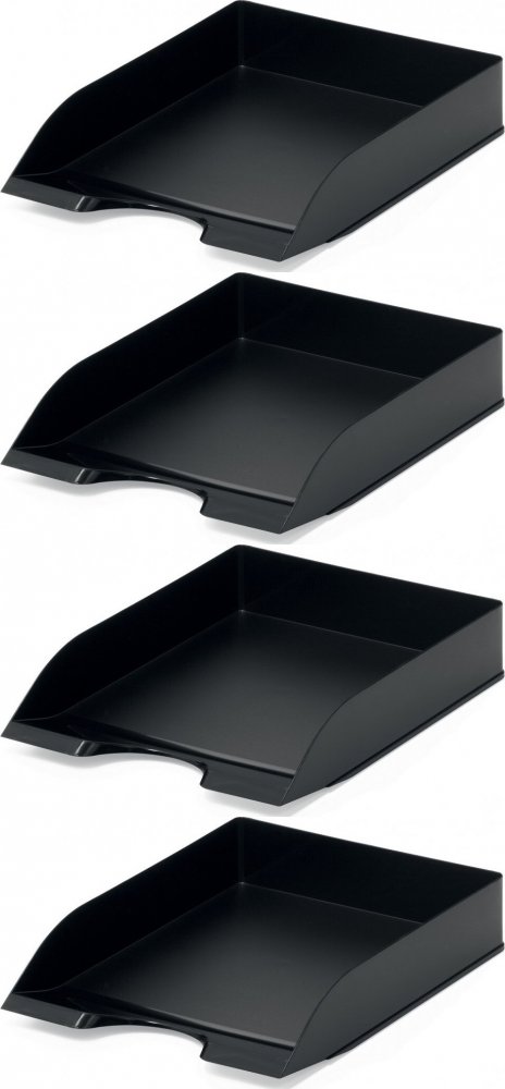 4x Półka na dokumenty Durable Basic, A4, plastikowa, czarny