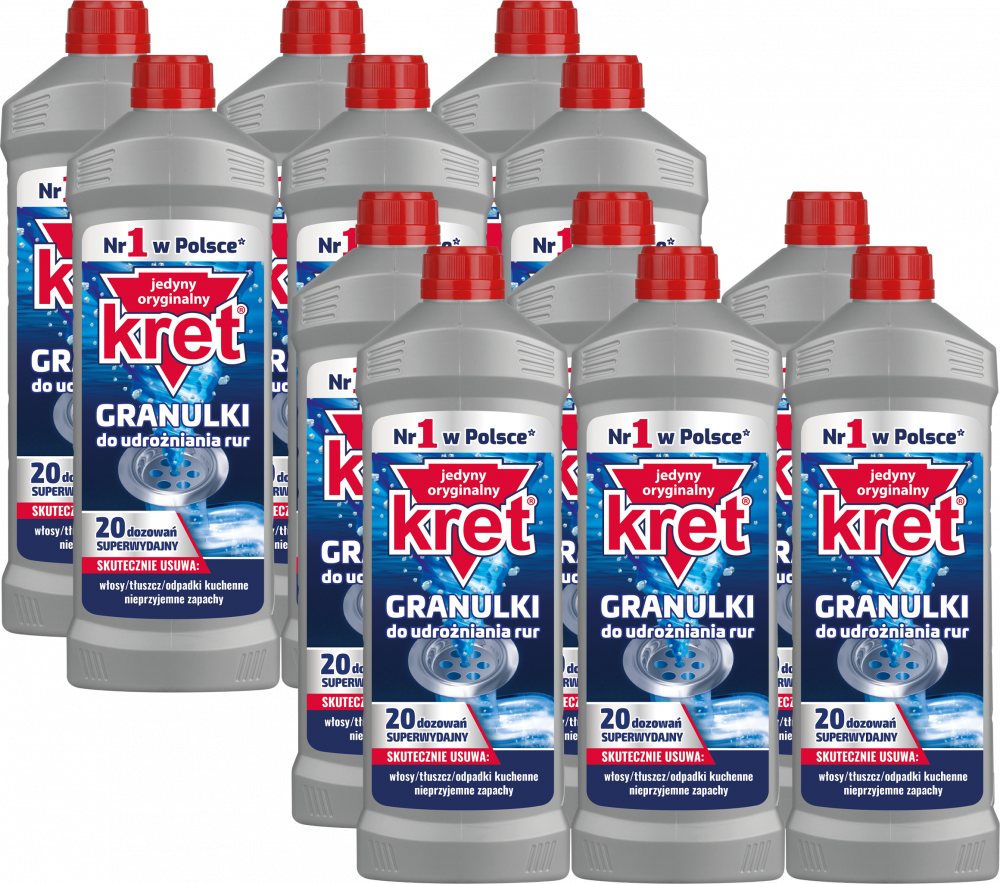 12x Udrażniacz do rur Kret, granulki, 800g
