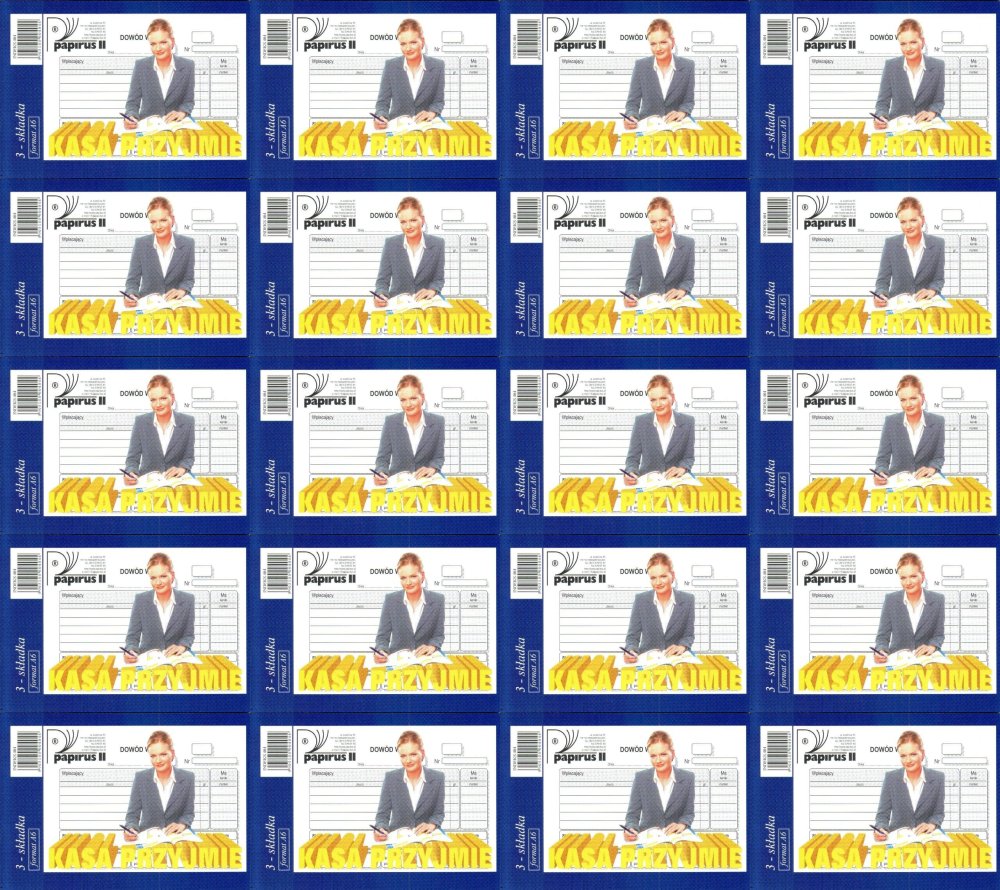 20x Druk akcydensowy Kasa przyjmie KP Papirus II typ 404, A6, oryginał+2 kopie