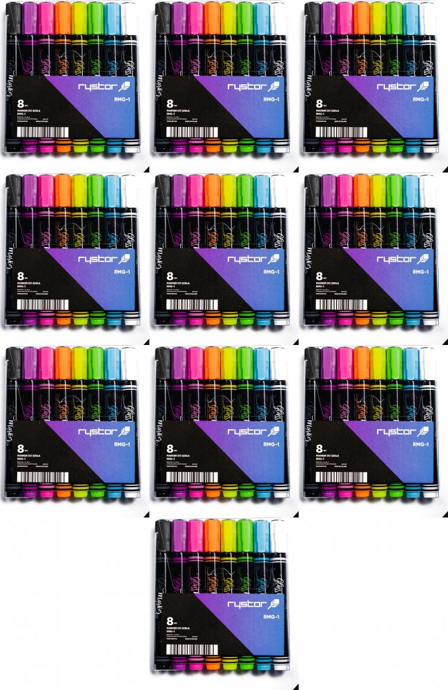 10x Marker kredowy Rystor RMG-1, 4mm, 8 sztuk, mix kolorów