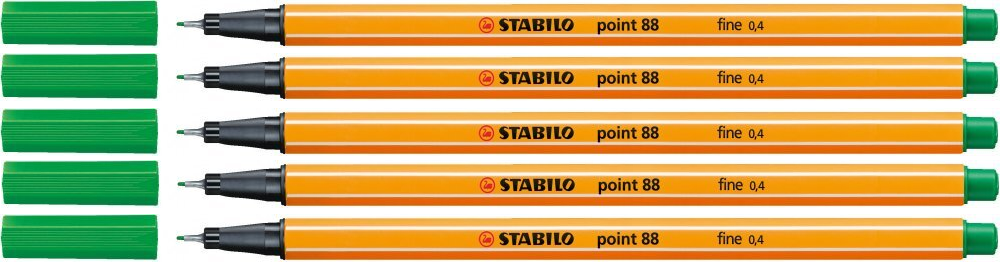 5x cienkopis Stabilo Point 88/36, 0.4mm, zielony