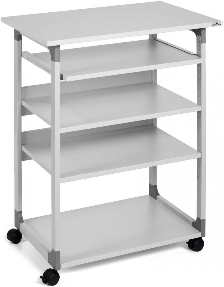 Stolik biurowy do komputera Durable System 75 VH, na kółkach, szary