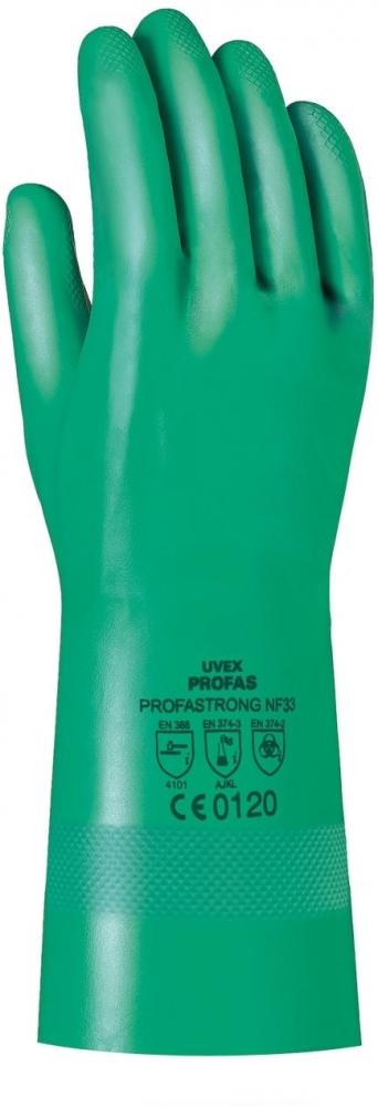 Rękawice robocze Uvex Profastrong, chemoodporne, rozmiar 10, zielony