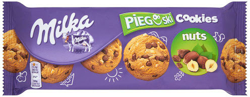 Ciastka Pieguski Milka, z orzechami, 135g