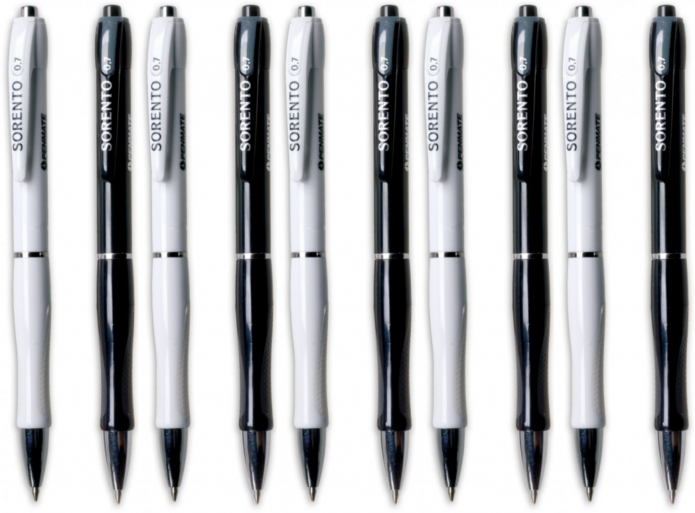 10x Długopis automatyczny Penmate, Sorento, 0.7mm, wkład niebieski, mix kolorów obudowy