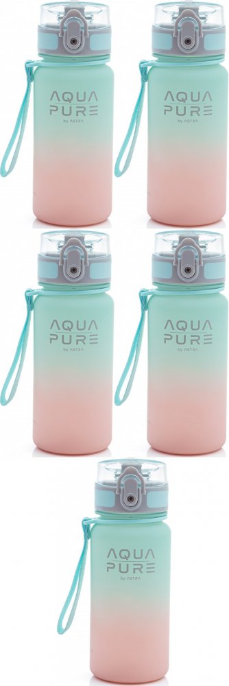 5x Bidon Astra Aqua Pure, tritan, 400ml, różowo-miętowy