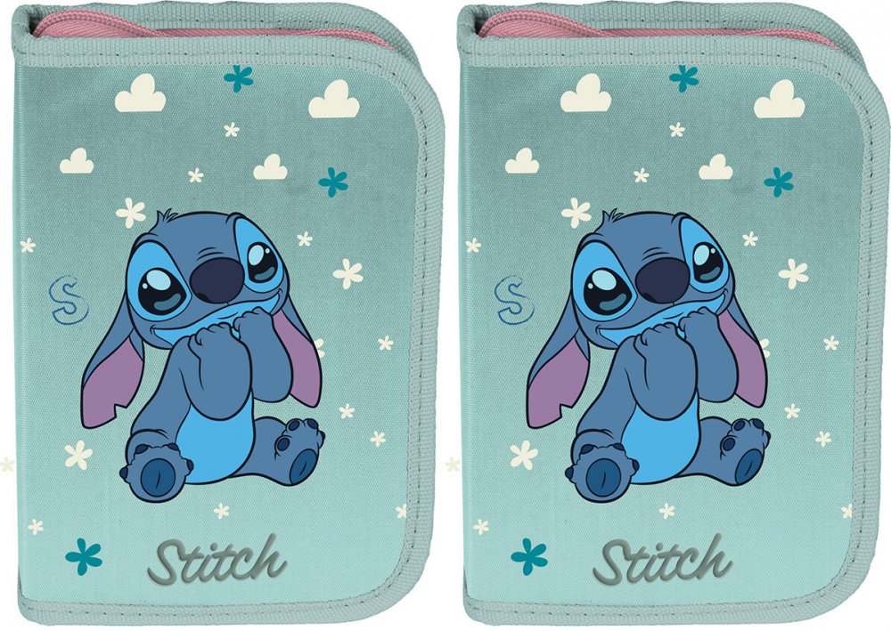 2x Piórnik szkolny Paso Disney Stitch, 1-komorowy, bez wyposażenia, turkusowy jasny