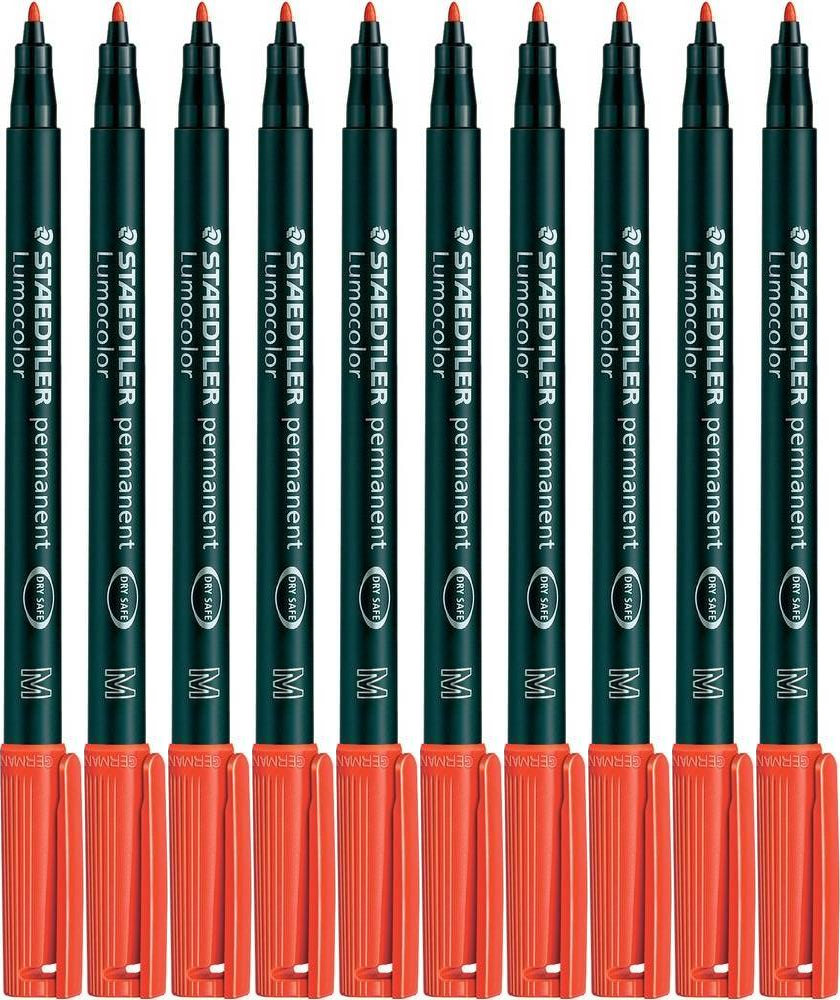 10x Foliopis Staedtler Lumocolor, okrągła, 0.8-1mm (M), czerwony