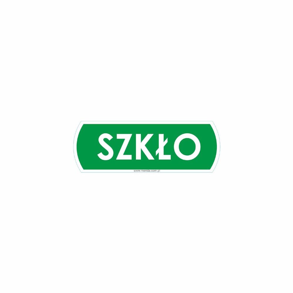 Etykieta (naklejka) na kosz do segregacji Merida DX674, "szkło", 10x3.5cm, zielony, 1 sztuka