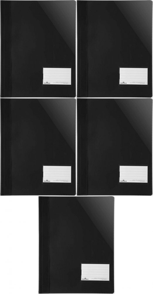5x Skoroszyt plastikowy Durable, A4+, z okienkiem, do 200 kartek, przezroczysty/czarny