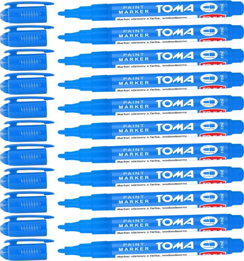 12x Marker olejowy Toma TO-441, okrągła, fine, 1.5mm, niebieski