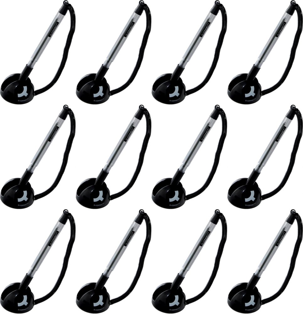 12x Długopis mocowany na sprężynce Q-Connect, 0.7mm, stojący, niebieski